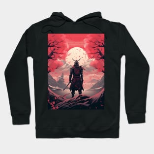 Artistic Illustration of a Samurai at Sunset in Japan Hoodie